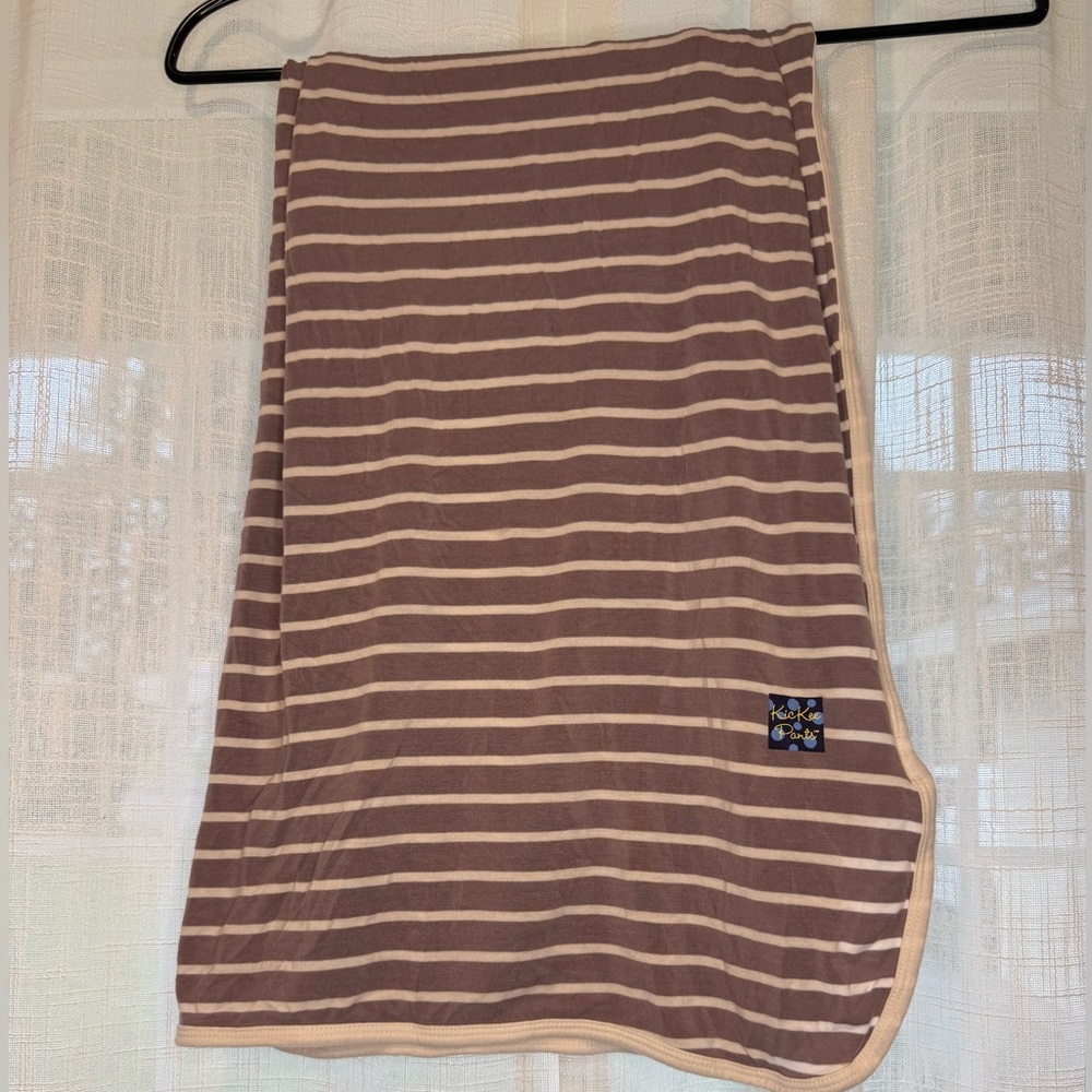 Kickee Pants Purple and white Striped Baby swaddle Blanket Bamboo